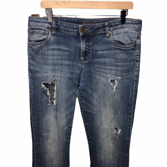 Kut From The Kloth Boyfriend Straight Leg Distressed Jeans Straight Size 10 - Picture 2 of 8